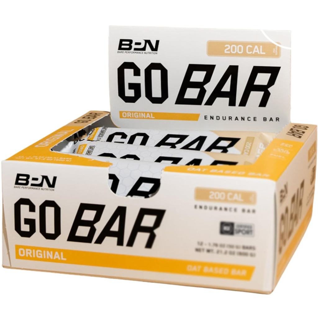BARE PERFORMANCE NUTRITION Go Bar, avoine formation d'endurance Snack 36g de glucides et 200 calories par portion, 12 bars par boîte, avoine originale