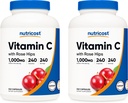 Nutricost vitamine C avec rose HIPS 1025mg, 240 Capsules (2 bouteilles) - Premium non-OGM, supplément sans gluten de vitamine C