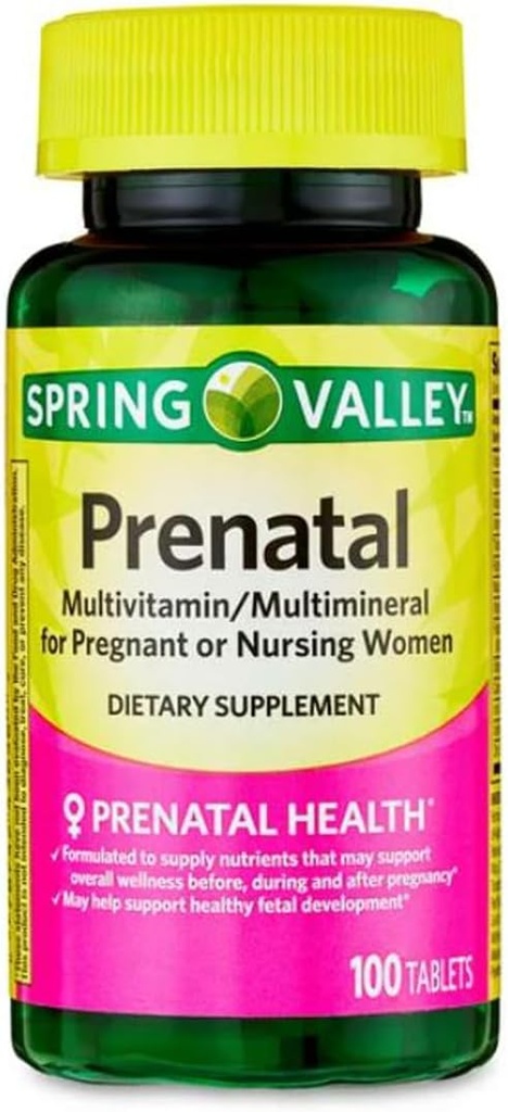 Multivitamines prénatales/multiminérales pour femmes enceintes et allaitantes Comprimés diététiques, 100 Nombre