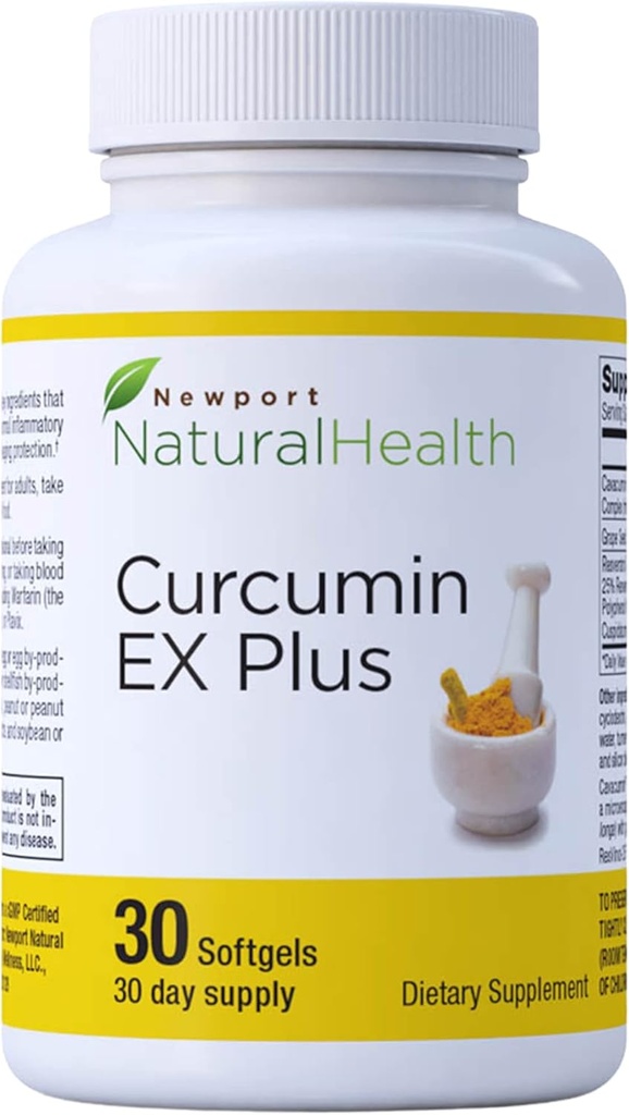 Turmeric Curcumin Supplement, Curcumin EX Plus with Grapeseed Extract, Resveratrol & Red Wine Polyphenols for Joint Health & Heart Health, Curcuminoids Complex 500mg Capsules