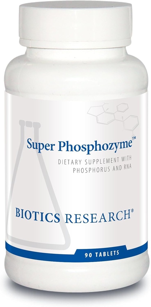 Recherche en biotique Super Phosphozyme – Phosphore et ARN, Electrolytes, Bons et dents sains, Production de protéines, Soutien énergétique, 90 comprimés