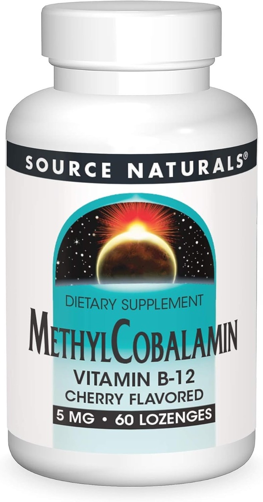 Source Naturelle Méthylcobalamine Vitamine B-12 5mg Saveur cerise - 60 Lozenges