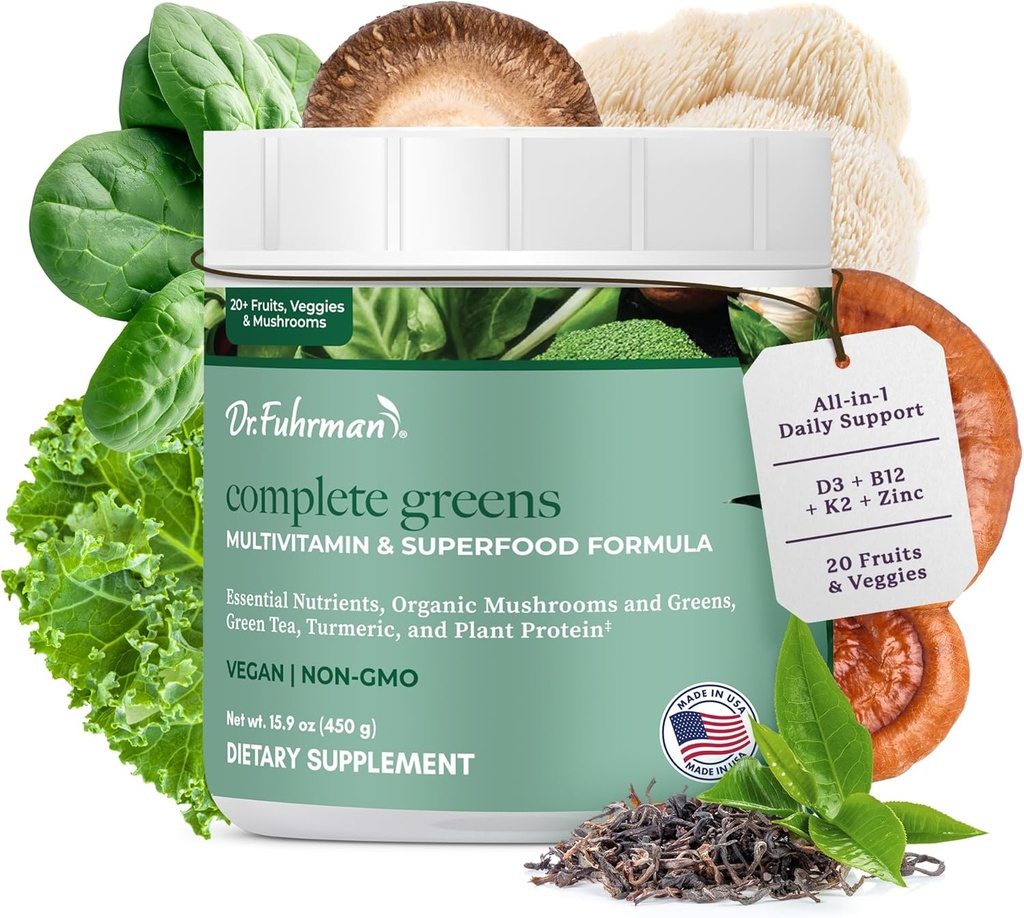 Dr. Fuhrman Whole Food Greens Powder (en anglais seulement) Premium Greens Superfood Powder Multivitamin (en anglais seulement) Protéines à base de plantes pour le soutien immunitaire et la santé des plantes