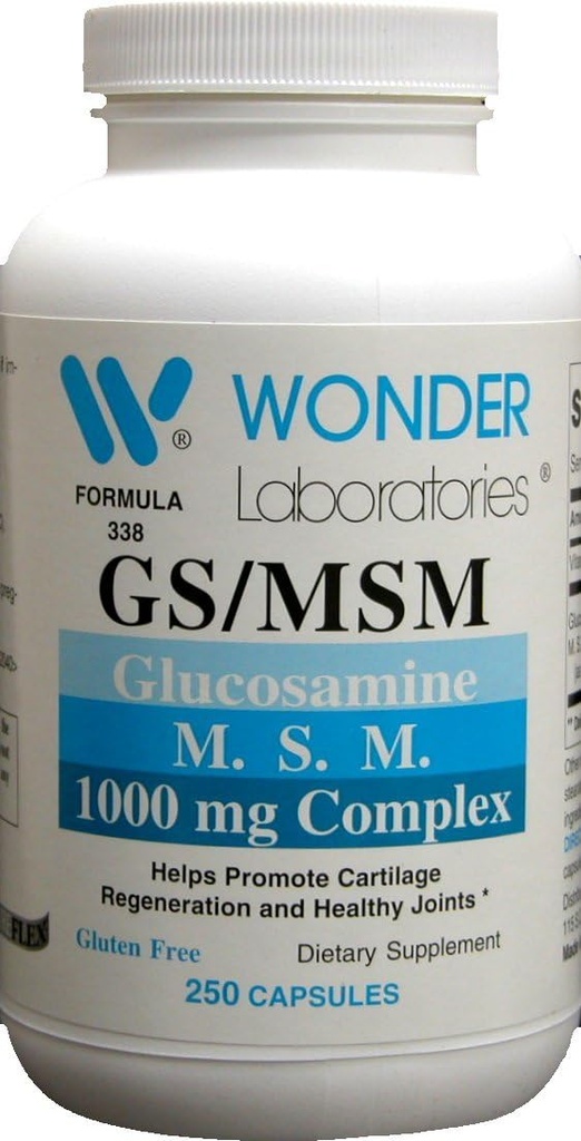 Wonder Labs Glucosamine/MSM, aide à promouvoir la régénération du cartilage et des articulations saines - 250 capsules