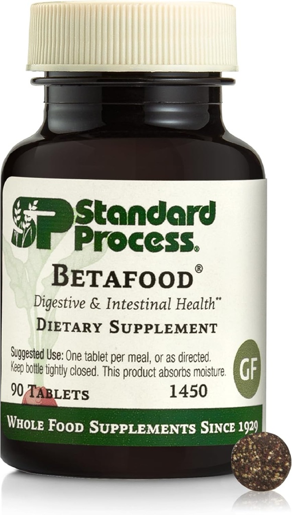 Standard Processus Betafood - Soutient la digestion et la fonction intestinale avec les betteraves - Aide un coeur et un foie en santé - Sans gluten, sans lait et sans soie - 90 comprimés (90 portions)