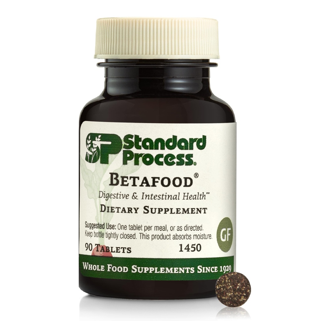 Standard Processus Betafood - Soutient la digestion et la fonction intestinale avec les betteraves - Aide un coeur et un foie en santé - Sans gluten, sans lait et sans soie - 90 comprimés (90 portions)