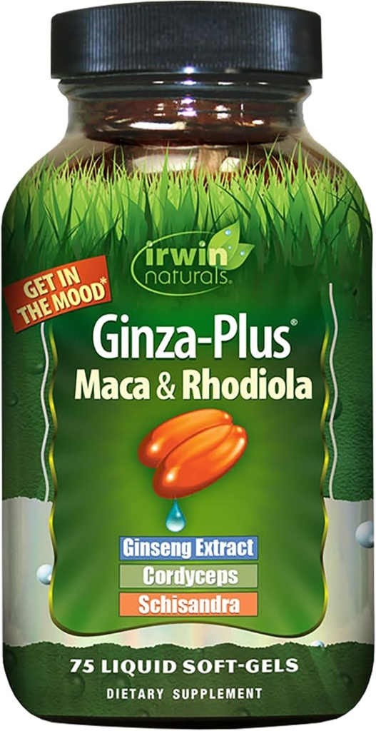 Irwin Naturals Ginza Plus Endurance, énergie, équilibre Complément alimentaire Gel liquide Caps, bouteille 75-Count