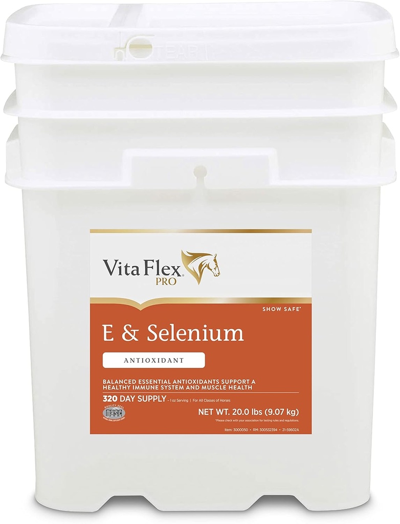 Supplément Sélénium Vita Flex Pro E et Cheval, Antioxydants essentiels équilibrés, 20 livres, 320 jours d'approvisionnement