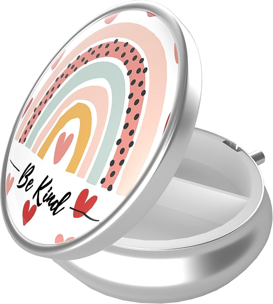 Pill Box, 3 compartiments Portable Travel Medicine Box avec miroir, compact et mignon, convient à la chasse et à la poche, la médecine et l'organisateur de vitamines (Rainbow)