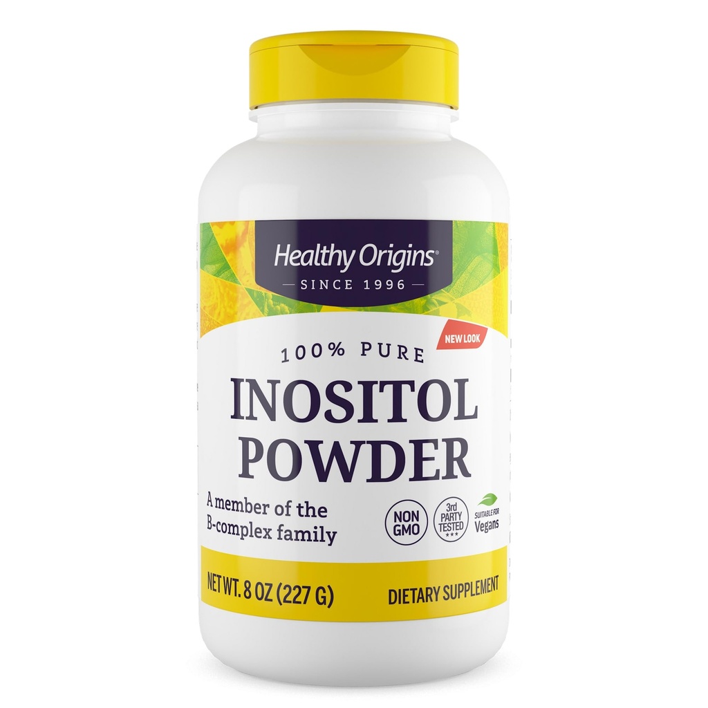 Origines saines Poudre d'inositol, 227 g - pour la santé de la peau, des cheveux et des ongles - Supplément en poudre de vitamine B8 - Partie de la famille complexe B - Supplément végétalien, sans OGM et sans gluten - 8 Oz