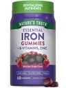 Nature's Truth Iron Gummies.com 60 Comte.com Supplément végétalien, sans OGM et sans gluten.