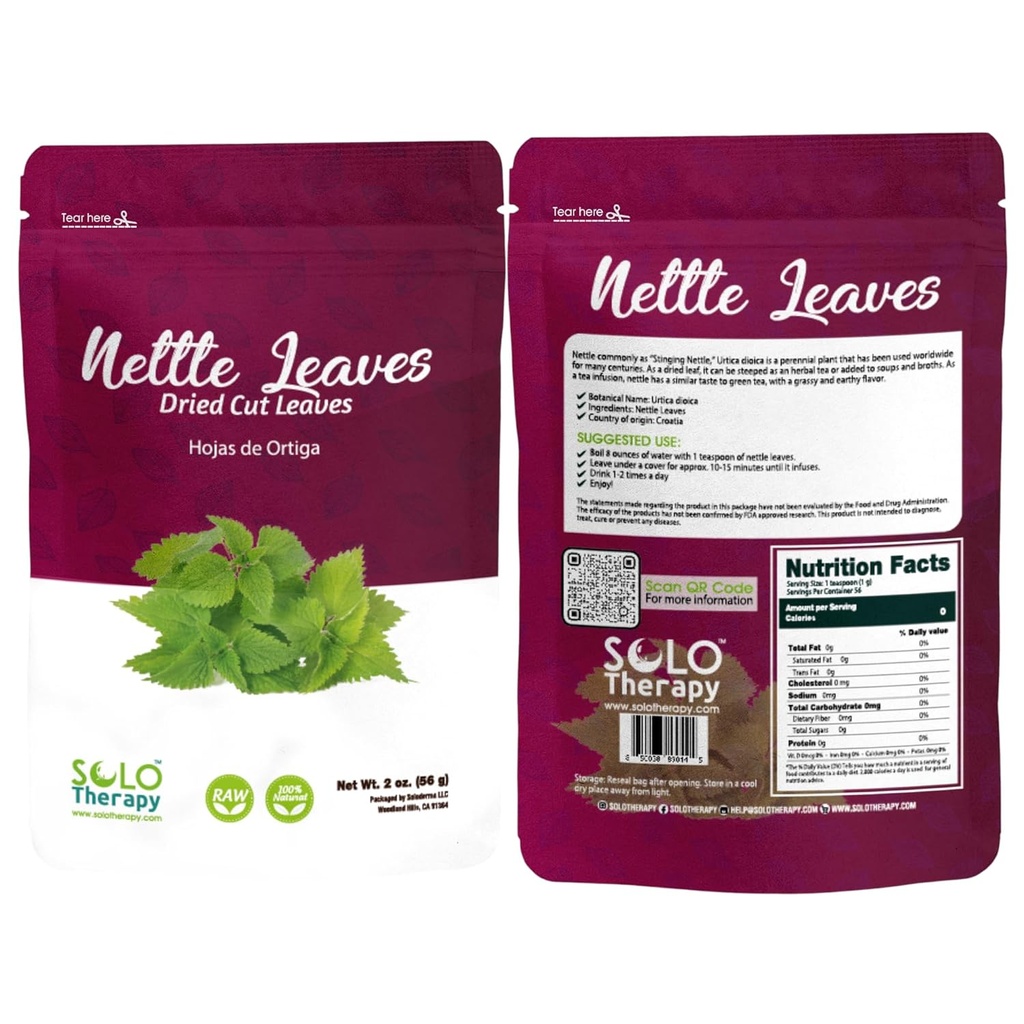 Nettle Leaf c/s 2 onces, Thé de Nettle Leaf, Sac refermable, Feuille scintillante, Herbe de Nettle Leaf