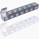 VICASKY 7 jours 3 fois par jour Organisateur de la pilule : 7 compartiments, Portable, Rappel, Distributeur personnel de pilules