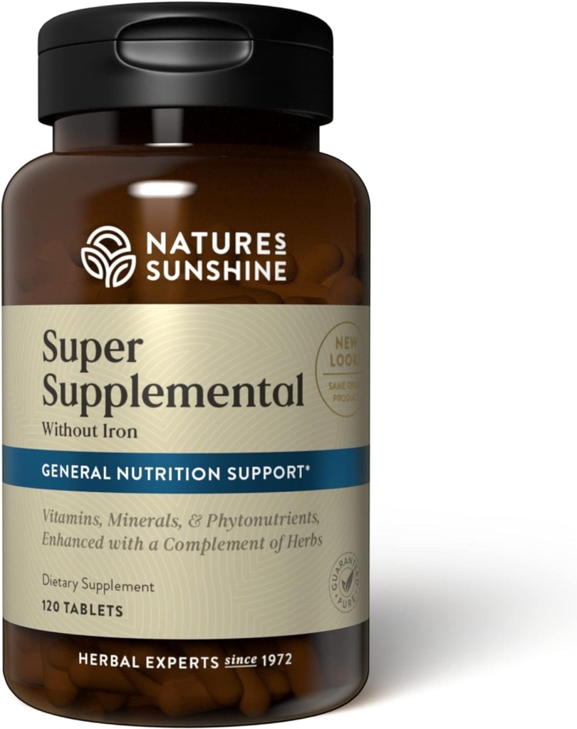 Nature Sunshine Super Supplémentaire avec fer: Multivitamine complète avec des minéraux, des antioxydants et plus pour les lacunes nutritionnelles, la santé globale, l'immunité et le soutien énergétique. 120 onglets