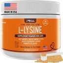 iHeartCats L-Lysine pour chats - Supplément immunitaire et respiratoire pour chats - Éternuement de chat et soulagement du nez de runny - Poudre de L-Lysine avec Nip de chat - Arôme de poulet et de saumon