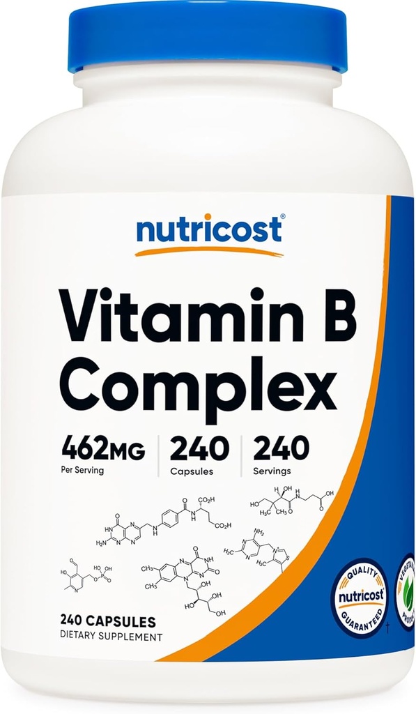 Nutricost Complexe de vitamine B 462mg, 240 Capsules - avec vitamine C - Complexe énergétique