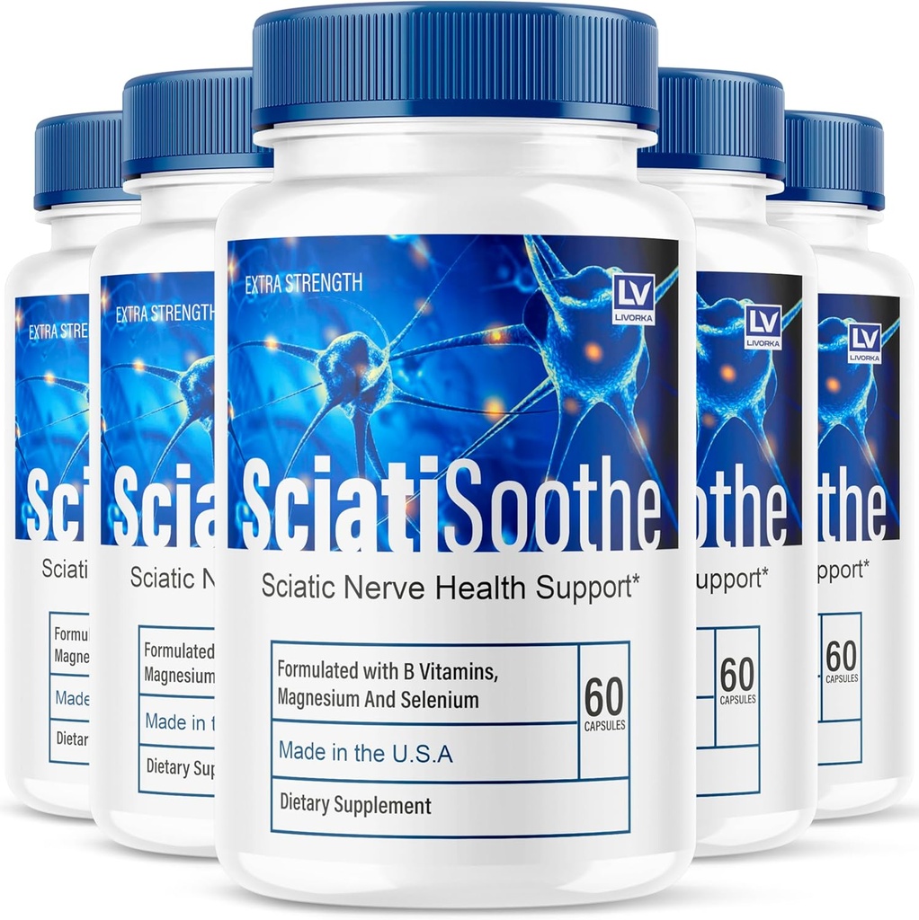 LIVORKA (5 Pack) Sciatisoothe - Supplément Sciatisoothe, Sciati Soothe, Sciatisooth Vitamines, Sciatisooth, Sciati Soothe Supplément, Sciati Sooth Capsules, Sciati Sooth, 300 Capsules pendant 5 mois