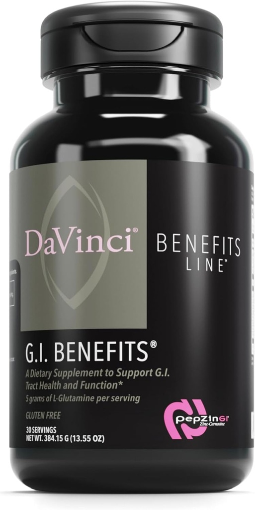 DAVINCI Labs GI Benefits - Supplément de santé digestive en poudre avec du zinc et de la L-glutamine* - Soutien du système immunitaire et de la digestion saine* - Supplément de santé gustative pour les hommes et les femmes - 30 portions (384,15 g)