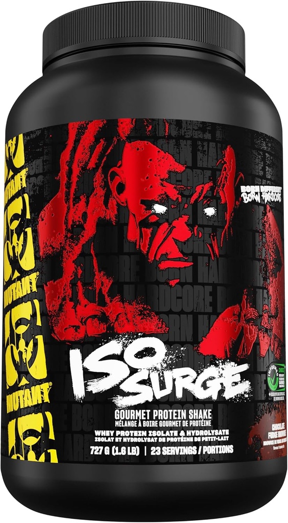Mutant ISO Surge Whey Protéine poudre agit rapidement pour aider à récupérer, construire des muscles, en vrac et de la force, 1,6 lb - Chocolate Fudge Brownie