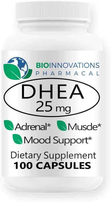 Micronisé pour Absorption Supérieure DHEA 25mg dérivé de Wild Yam Support Immune Santé, Cerveau, Os, Muscles - 100 Capsules