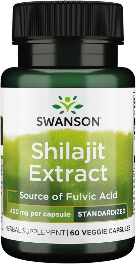 Extrait de Swanson Shilajit - Supplément à base de plantes favorisant le soutien de la croissance cellulaire - Formule naturelle pour le mieux-être global - (400 Milligrammes 60 Capsules de Veg)