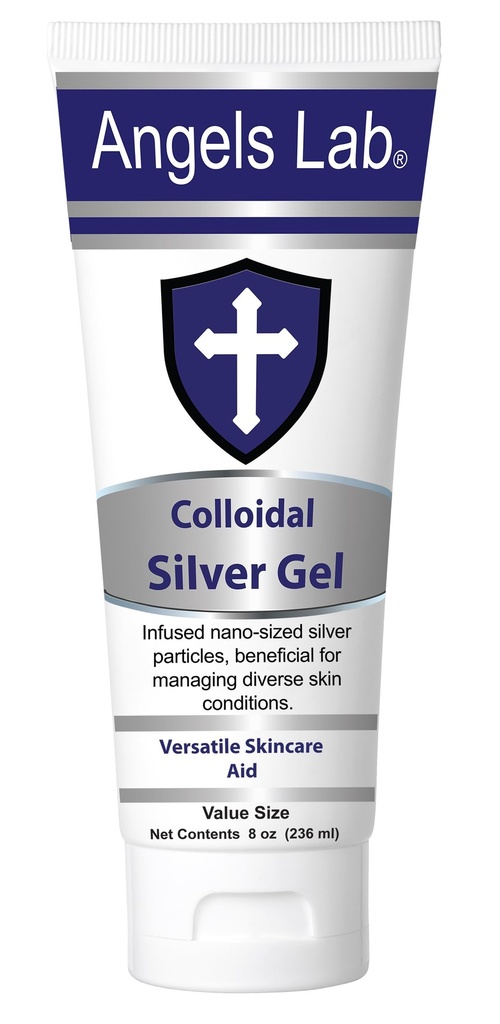Angels Gel d'argent colloïdal Nano Silver Gel Wound Care – Onguent de guérison sans parfum pour les brûlures, les coups de soleil et la peau irritée – formule de 8oz