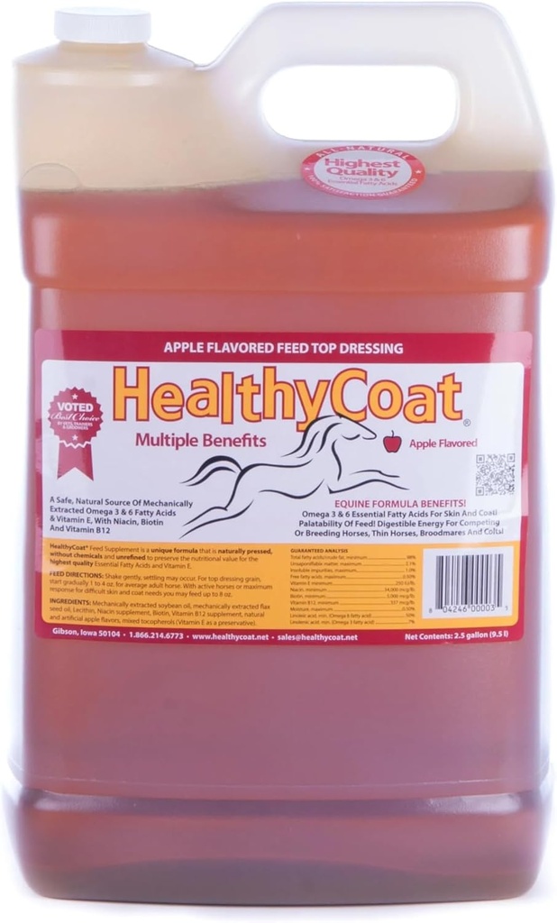 Supplément pour les chevaux : 2,5 Gallon. Peau, manteau, état du corps, performance, allergies, système immunitaire, toit, joint, acides gras oméga 3 et 6