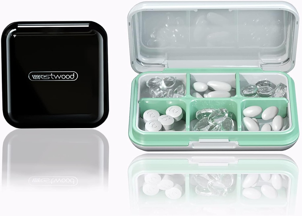 DUBSTAR Black Compact Pill Case + Pill Box blanc