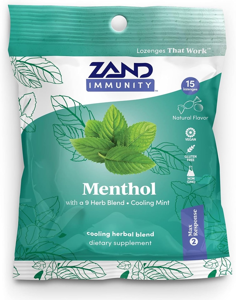 ZAND Immunity HerbaLozenge Toux gouttes de menthe poivrée, Eucalyptus, mélange d'herbes