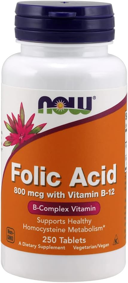 MAINTENANT Aliments Acide folique 800 mcg Tabs (paquet de 2)
