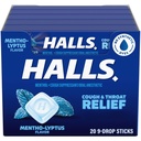 HALLS Toux et soulagement de la gorge Mentho-Lyptus Toux gouttes, 20 bâtons de 9 (180 gouttes totales)