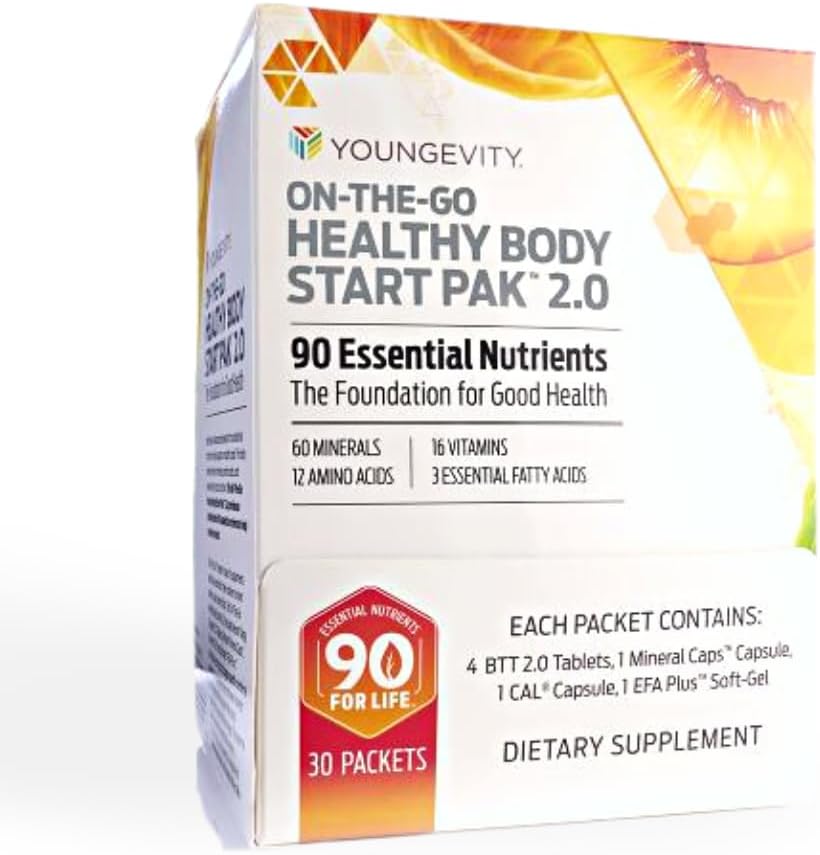 Youngevity On-The-Go Healthy Body Start Pak 2.0 - Comprend les multivitamines, les minéraux, les EFA et les acides aminés