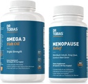 Tobias Omega 3 Huile de poisson et soulagement de la ménopause pour les femmes, soutien endocrinien avec Omega 3 essentiel, flashs chauds et suppléments de sueurs de nuit, non-OGM