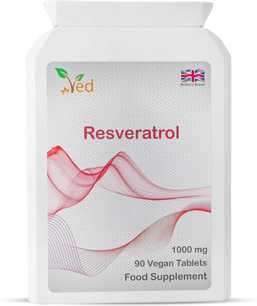 Ved RESVERATROL 1000 mg 90 Comprimé, Antioxydants Potent et, favorise l'anti-âge, le soutien cardiovasculaire, 90 jours d'approvisionnement par bouteille.