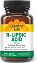 Pays Vie Complexe d'acide lipoïque R-Alpha 300mg - acide alpha-lipoïque 270mg et acide r-lipoïque 30mg - support antioxydant - Pas de levure, maïs, blé, soja, gluten, lait - supplément d'acide lipoïque Alpha