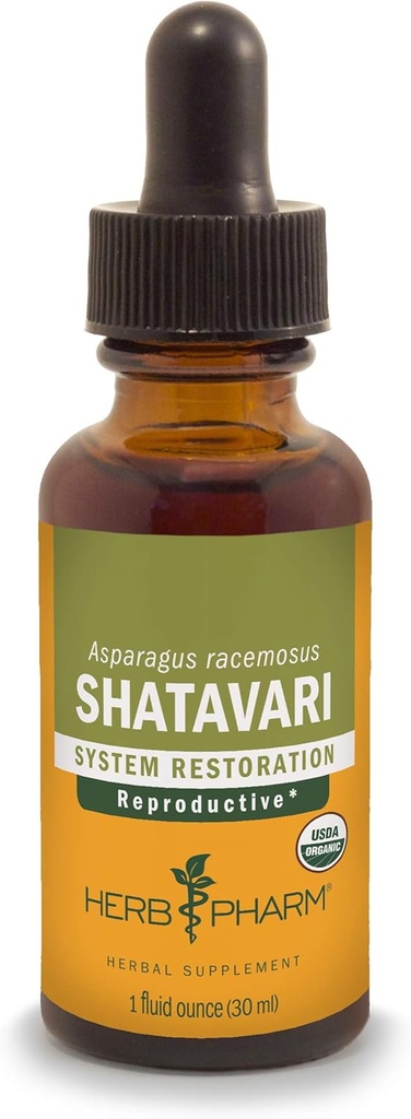 Extrait liquide Shatavari biologique certifié Herb Pharm pour le soutien du système reproducteur féminin - 1 Ounce