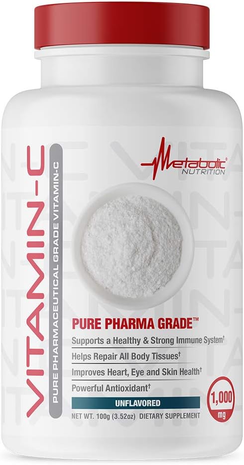 Nutrition métabolique Vitamine C, 1000 mg, Classe Pharma Pure, Acide ascorbique à absorption élevée (100 g)