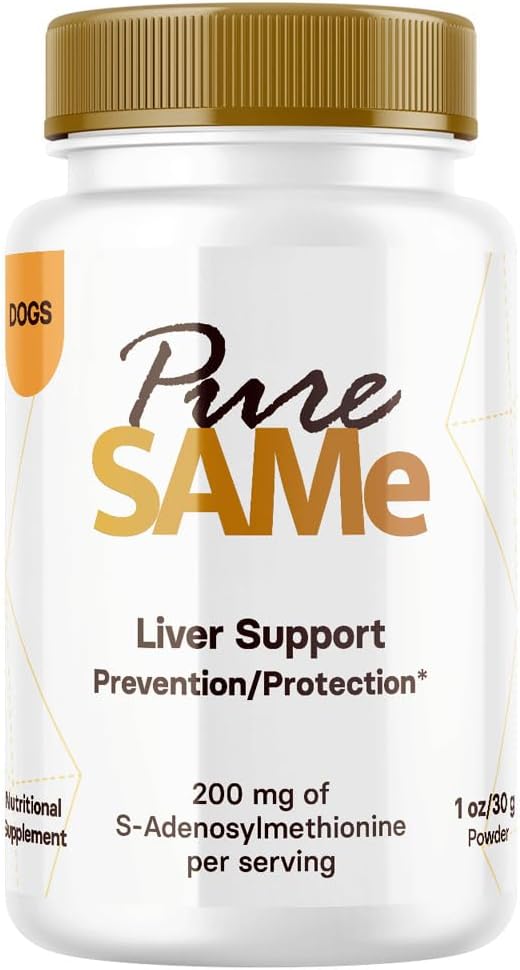 Pure SAM-e 200 mg Soutien du foie pour chiens - Suppléments de foie premium aromatisés au poulet - S-Adénosylméthionine pour chiens pour soutenir une fonction hépatique saine - Scoop inclus 30g (1oz)