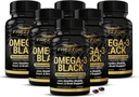 FREZZOR Omega 3 Noir pour le soin des articulations et le confort - Nouvelle-Zélande Capsules d'huile de moules à lisière verte; 53x plus haute puissance avec UAF1000+ Super antioxydant, pas d'arrière-goût de poisson, 450mg, 6-pack, 360 Softgels