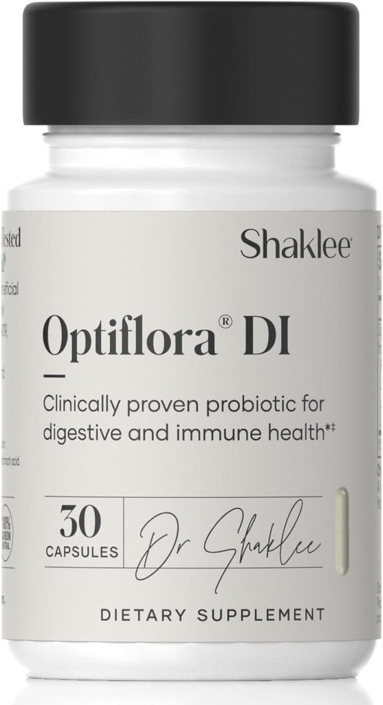 Shaklee - Optiflora® DI Probiotic -10 milliards d'UFC - 4 souches bactériennes - Bifidobacterium lactis HN019TM - Soutient l'équilibre et la régularité intestinal de la flore - Sans gluten, sans soja et sans lait - 30 capsules