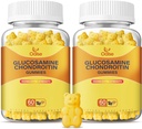 Glucosamine Vegan Chondroitin Gummies, Supplément de soutien pour les adultes hommes et femmes, 1500mg Glucosamine extra-résistance avec Chondroitin MSM Aînère curcuma pour la santé