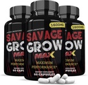 Laboratoires justifiés (3 Pack Savage Grow Max 1600MG Capsules avancées de Formule180 pour hommes