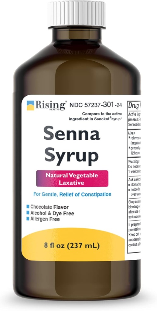 Laxatif de légumes naturels - Senna Sennosides Sirop 8,8mg/5ml - Relief de constipation - Saveur de chocolat - Comparativement à Senokot® Sirop
