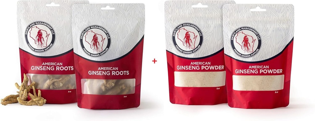 Dairyland Racines et poudre de ginseng américain - 16 oz Pack Chacun de Wisconsin Ginseng – Direct de l'agriculteur au consommateur