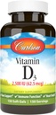 Carlson - Vitamine D3, 2500 UI (62,5 mcg), Soutien immunitaire, Santé des os, Santé musculaire, Cholecalciferol, Suppléments de vitamine D, Gels souples de vitamine D3, 150 Softgels