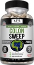 Kaya Naturals Colon Sweep.com Nettoyer le colon 30 jours rapidement avec des herbes et des probiotiques, soutient les mouvements sains de Bowel, formule nettoyante avec fibre, non-OGM - 60 capsules