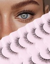 Uniquement tous les cils naturels Wispy Cils naturels Look Faux cils naturels Faux cils brûlés Faux cils oculaires Faux cils moelleux Cils 7 paires D1 naturel (6-13MM)