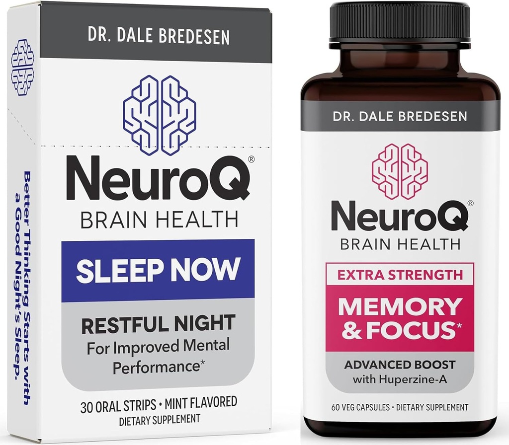LifeSeasons NeuroQ Mémoire et focus avec Sleep Now Bandes - 24/7 Soutien à la santé cérébrale - Boosts Performance cognitive et santé de la fonction cérébrale - Formule neuroprotectrice