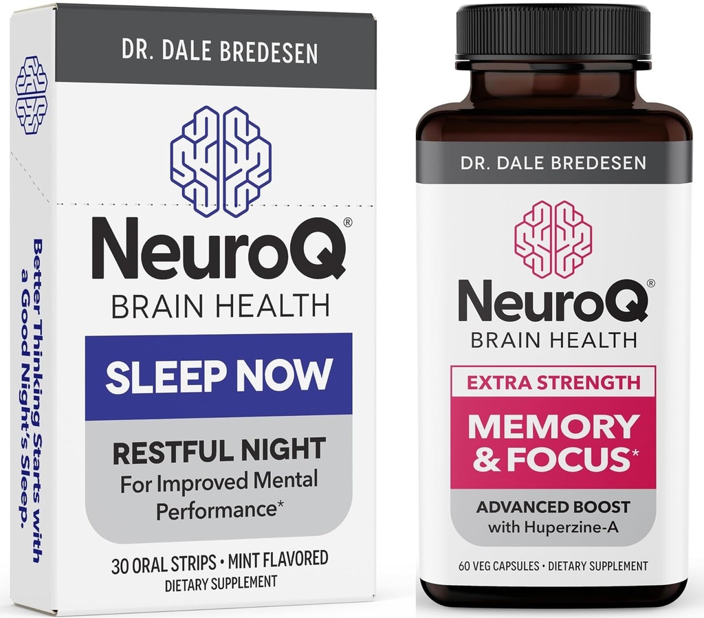 LifeSeasons NeuroQ Memory & Focus with Sleep Now Strips - 24/7 Brain Health Support - Boosts Cognitive Performance & Healthy Brain Function - Neuroprotective Formula