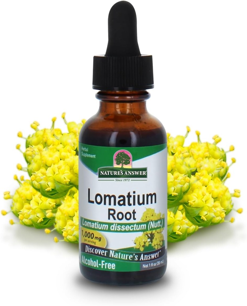 Nature= Réponse Extrait de racine de lomatium Dissectum de lomatium - Supplément naturel à base de plantes - Sans alcool gluten - Idéal pour l'immunité Santé globale – 500mg (1 FL Oz)